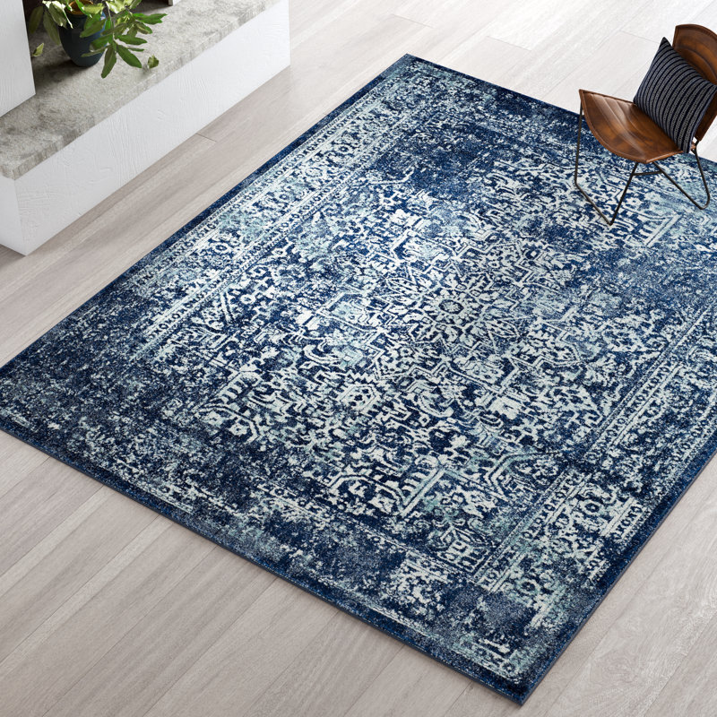 Mistana™ Elson Oriental Navy/Ivory Area Rug & Reviews Wayfair